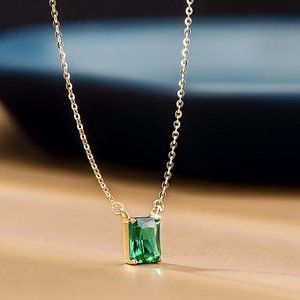 14k Gold Emerald Malachite Necklace, Unique Emerald Necklace, Wedding Necklace